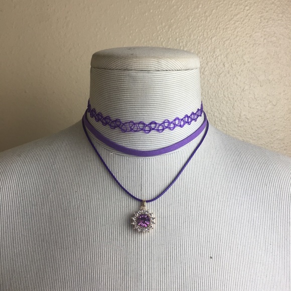 New multi layer choker with gemstone necklace - Picture 1 of 4